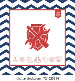 Service symbol icon - shield with screwdriver and wrench