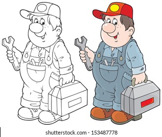 service technician with his toolbox