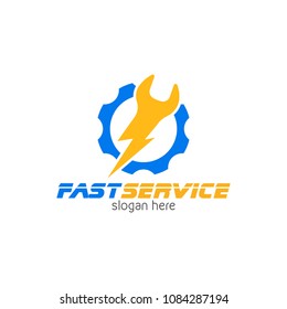 Service thunder and bolt lightning flash logo icon template design. Power energy vector illustration