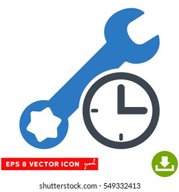 Service Time EPS vector pictograph. Illustration style is flat iconic bicolor smooth blue symbol on white background.