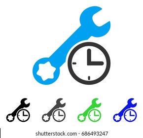 Service Time flat vector pictogram. Colored service time gray, black, blue, green icon variants. Flat icon style for web design.