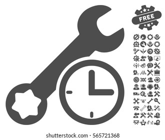 Service Time icon with bonus settings icon set. Vector illustration style is flat iconic gray symbols on white background.
