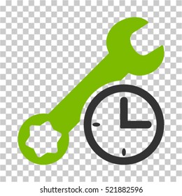 Service Time icon. Vector pictogram style is a flat bicolor symbol, eco green and gray colors, chess transparent background. Designed for software and web interface toolbars and menus.