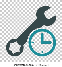 Service Time icon. Vector pictograph style is a flat bicolor symbol, soft blue colors, chess transparent background. Designed for software and web interface toolbars and menus.