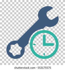 Service Time icon. Vector pictograph style is a flat bicolor symbol, cobalt and cyan colors, chess transparent background. Designed for software and web interface toolbars and menus.