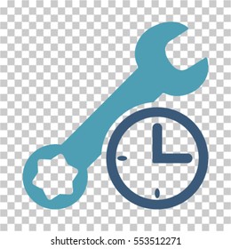 Service Time icon. Vector pictograph style is a flat bicolor symbol, cyan and blue colors, chess transparent background. Designed for software and web interface toolbars and menus.