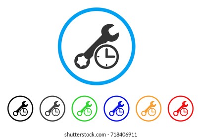 Service Time rounded icon. Style is a flat service time gray symbol inside light blue circle with black, gray, green, blue, red, orange variants. Vector designed for web and software interfaces.