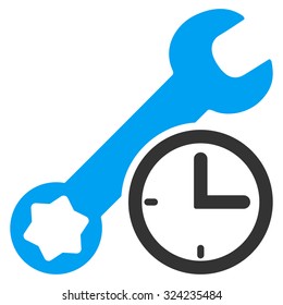 Service Time vector icon. Style is bicolor flat symbol, blue and gray colors, rounded angles, white background.