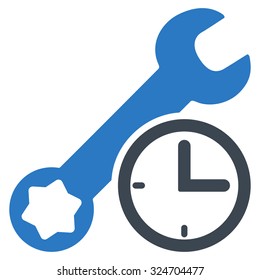 Service Time vector icon. Style is bicolor flat symbol, smooth blue colors, rounded angles, white background.