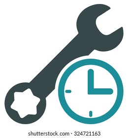 Service Time vector icon. Style is bicolor flat symbol, soft blue colors, rounded angles, white background.