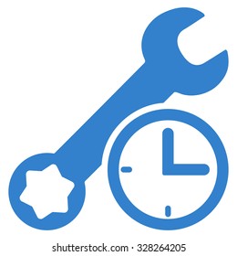 Service Time vector icon. Style is flat symbol, cobalt color, rounded angles, white background.