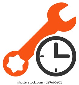 Service Time vector icon. Style is bicolor flat symbol, orange and gray colors, rounded angles, white background.