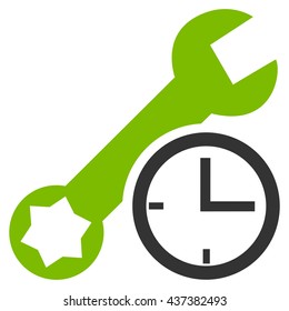 Service Time vector icon. Style is bicolor flat icon symbol, eco green and gray colors, white background.