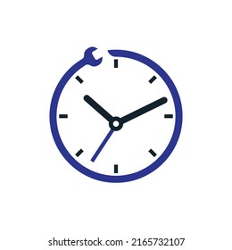 Service time vector logo design. Repair time logo design template.	