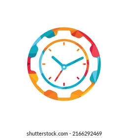 Service time vector logo design. Gear and analog clock icon vector design.	