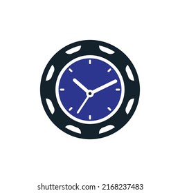 Service time vector logo design. Gear and analog clock icon vector design.	