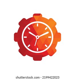 Service time vector logo design. Gear and analog clock icon vector design.