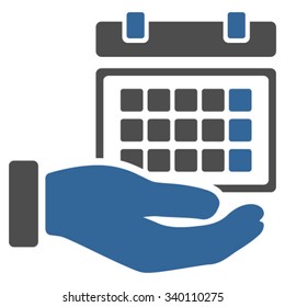 Service Timetable vector icon. Style is bicolor flat symbol, cobalt and gray colors, rounded angles, white background.