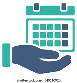 Service Timetable vector icon. Style is bicolor flat symbol, cobalt and cyan colors, rounded angles, white background.