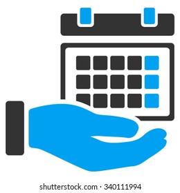 Service Timetable vector icon. Style is bicolor flat symbol, blue and gray colors, rounded angles, white background.