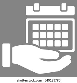 Service Timetable vector icon. Style is flat symbol, white color, rounded angles, gray background.