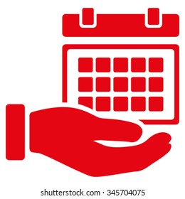 Service Timetable vector icon. Style is flat symbol, red color, rounded angles, white background.