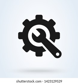Service tool, gear symbol Simple vector modern icon design illustration