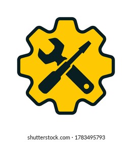 Service Tool Icon. Maintain, Repair, Screwdriver with Wrench, Tech Support Icon. Setting sign