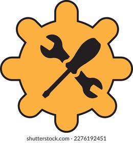 Service Tool Icon. Maintain, Repair, Screwdriver with Wrench, Tech Support Icon. 