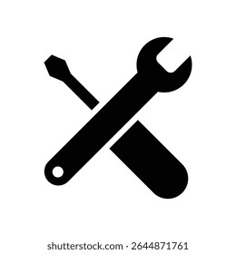 Service tool icon. Monochrome icon. repair icon vector. Wrench or screwdriver icon vector.