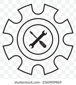 Service tool icon on white background. gear icon, technical assistance and service concept. eps 10.