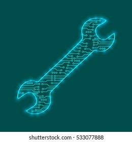 Service tool icon. Icon settings. chip. Abstract background.