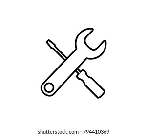 Service tool icon. spanner, screwdriver icon