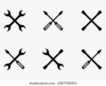 Icono de herramienta de servicio. Este símbolo de engranaje plano aislado utiliza modernas corporaciones en blanco y negro.