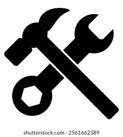 Service tool icon. This isolated flat gear symbol uses modern corporation light blue and gray colors. Wrench and Gear Cogwheel Icon Vector Flat Design. Eps 10 