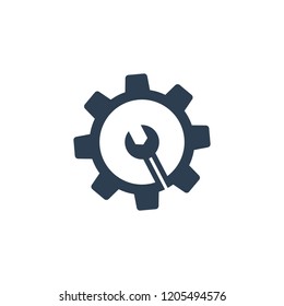 Service tool icon vector. This isolated flat gear symbol