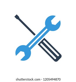 Service tool icon vector. This isolated flat gear symbol