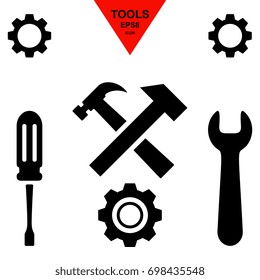 Service tool icons isolated on white background. Options vector illustration. Settings symbol with gear and spanner