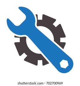 Service tool icons isolated on white background. Options vector illustration. Settings symbol with gear and spanner