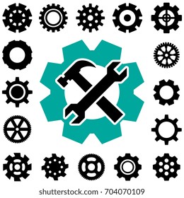 Service tool icons isolated on white background. Options vector illustration. Settings symbol with gears and spanner