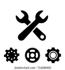 Service tool icons isolated on white background. Options vector illustration. Settings symbol with gear and spanner