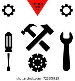 Service tool icons isolated on white background. Options vector illustration. Settings symbol with gear and spanner