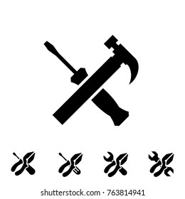 Service tool icons isolated on white background. Options vector illustration. Settings symbol with hummer