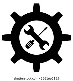 Service tool. Technical service icon set. Wrench, screwdriver and gear icon. Service Tools Line Icon In Flat Style For App, UI, Websites. Gear Wheel  Wrench Vector Black Icon Illustration. Eps10