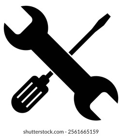 Service tool. Technical service icon set. Wrench, screwdriver and gear icon. Service Tools Line Icon In Flat Style For App, UI, Websites. Gear Wheel  Wrench Vector Black Icon Illustration. Eps10