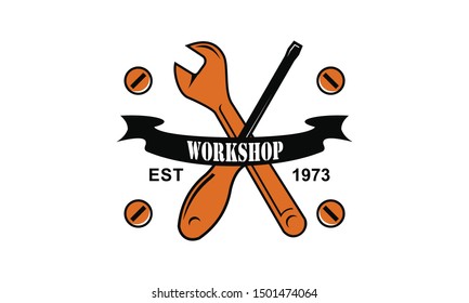 Service tool, workshop logo Repair icon vector
