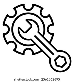 Service tools. Cogwheel and wrench icon. Symbol of adjustment, repairs, technical service or support. Vector Illustration Vector Illustration. Design eps 10