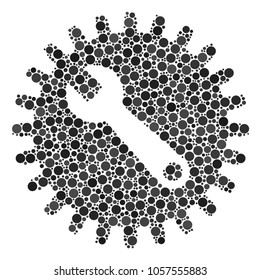 Service Tools collage of circle dots in different sizes and color tints. Circle dots are composed into service tools vector collage. Vector illustration.