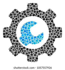 Service Tools collage of filled circles in variable sizes and color tints. Filled circles are composed into service tools vector composition. Vector design concept.
