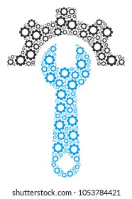 Service Tools collage of gear wheels. Vector gear objects are combined into service tools figure.